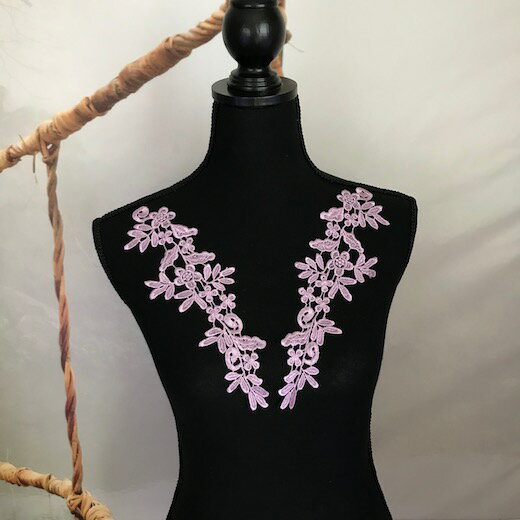 モチーフレース 花柄 ペアセット ハンドメイド パーツ 紫 レオタード バトン 装飾 バレエ衣装 モチーフ 服飾