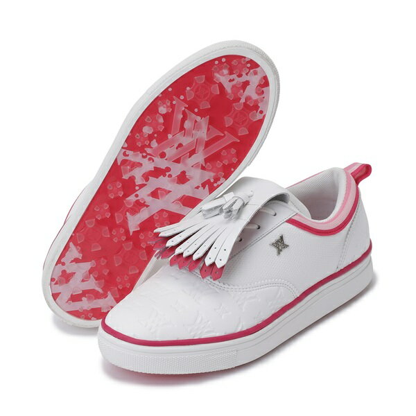 アニュー ゴルフ ANEW ウィメンズセイントモノグラムシューズ 牛革 ゴルフシューズ 靴紐 シューズケース付き スパイクレス 送料無料 AGDUWSH04