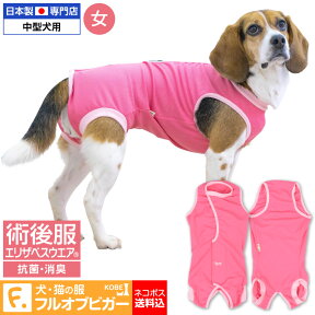 エリザベスカラーの代わりに【送料込】術後服エリザベスウエア(R)(女の子 雌 メス/中型犬用) 日本製 国産 避妊 去勢 乳腺腫瘍 柴犬 ビーグル テリア コリー 介護服 術後着 術後ウエア 手術 獣医師推奨 full of vigor フルオブビガー