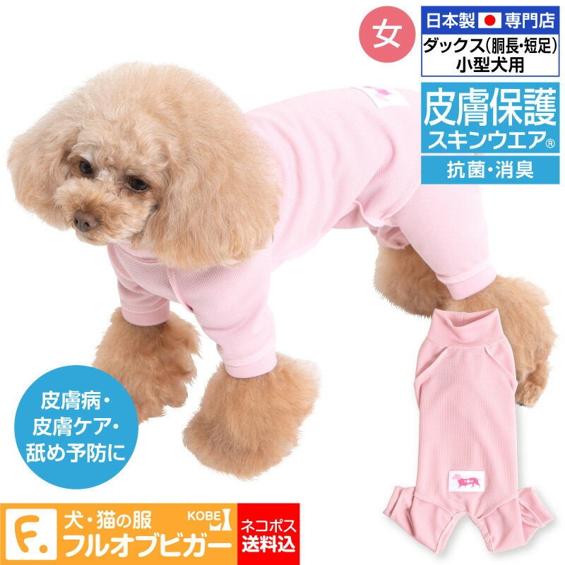 【送料込】皮膚保護服スキンウエア(R)(旧名エリザベスウエア 女の子 雌/ダックス 小型犬用)【日本製 国産 犬服 ダックス チワワ トイプードル 小型犬 介護 ペット エリザベスカラー ガード スーツ つなぎ】【アトピー アレルギー 舐め対策】獣医師推奨