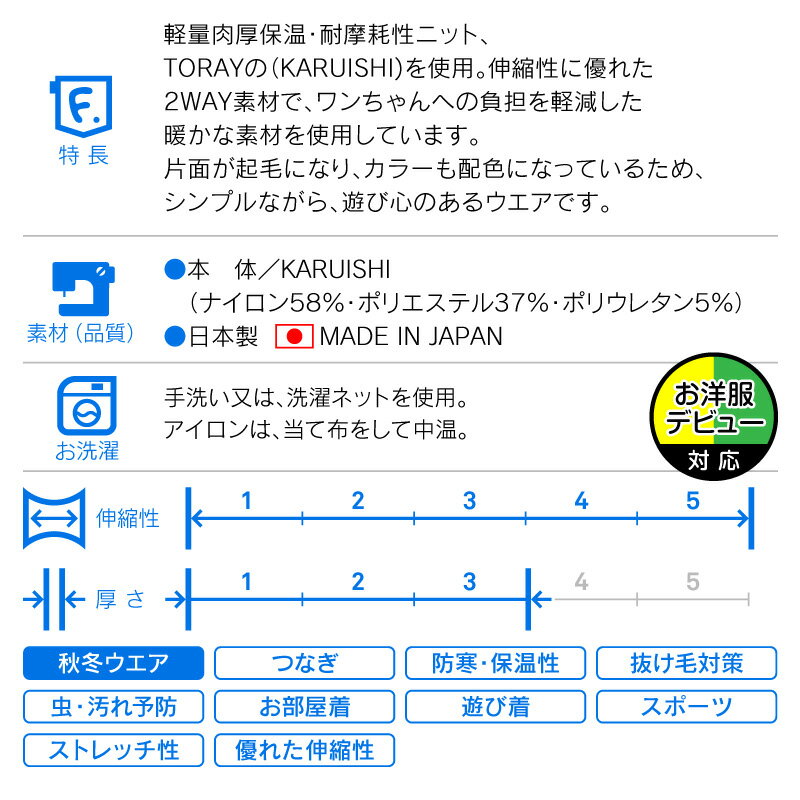 【送料込】【2021年秋冬新作】ドッグプレイ(R)裏起毛ラッシュガード(ダックス・小型犬用)【ネコポス値3】【日本製 国産 水着 防寒 雪 雨 レインコート ドッグウェア ダックス 小型犬】【犬猫の服 full of vigor フルオブビガー】