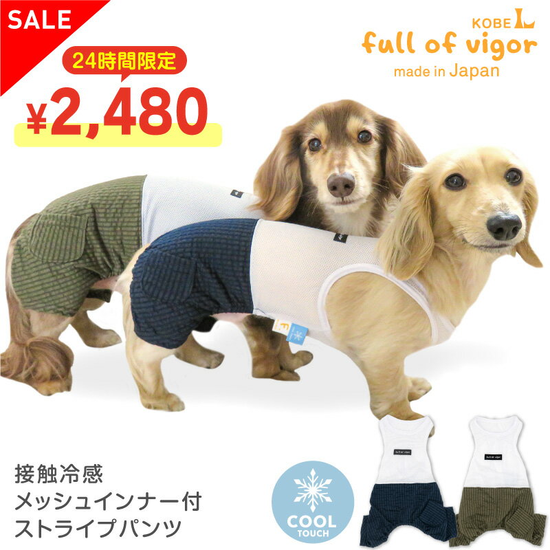 【送料込】接触冷感メッシュインナー付ストライプパンツ(ダックス チワワ トイプードル 小型犬用)犬服 ドッグウェア