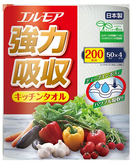 エルモア強力吸収キッチンタオル4R(16パック)