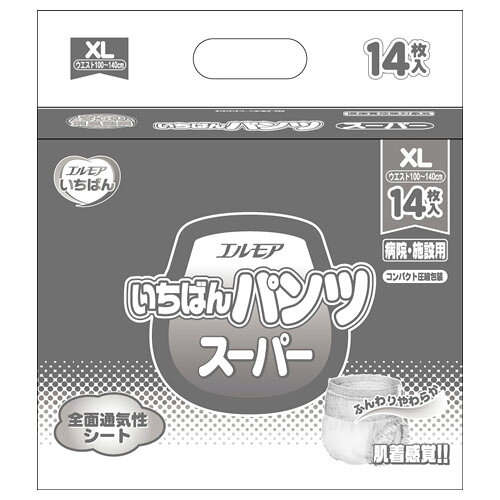 エルモア エルモアいちばん パンツ スーパー 病院/施設用 XL 14枚 (6パック入) 大人用紙おむつ パンツタイプ たっぷり吸収タイプ 男女共用