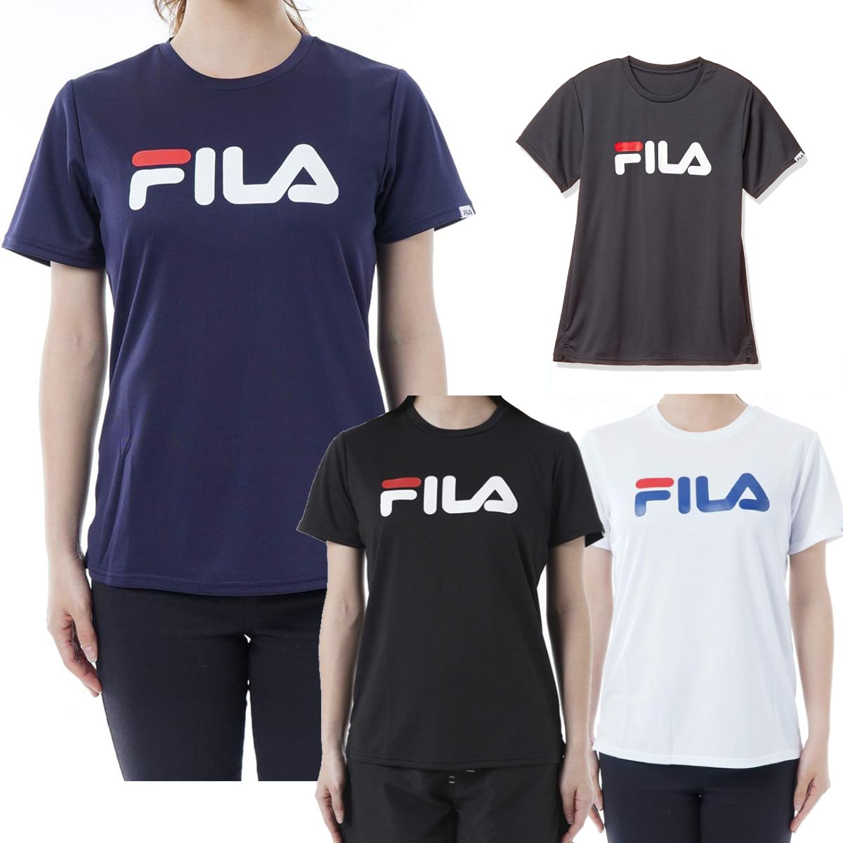 FILA フィラ レディース ビッグロゴ 半袖 Tシャツ 419639 女性 吸汗速乾 ドライ フィットネス トレーニング