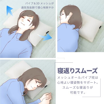 枕 まくら パイプ 肩こり 快眠枕 安眠枕 Mサイズ 丸洗いOK 高さ調節 通気性抜群 蒸れにくい 頭痛 いびき 洗濯 横向き対応 厚手メッシュカバー ホワイト