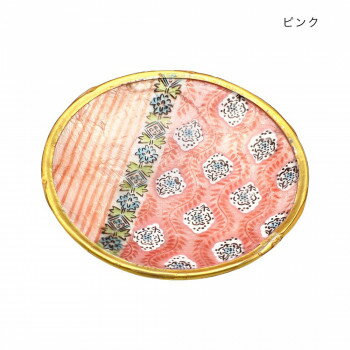 カピスラウンドトレイ マルセイユストライプ ピンク 19524810414