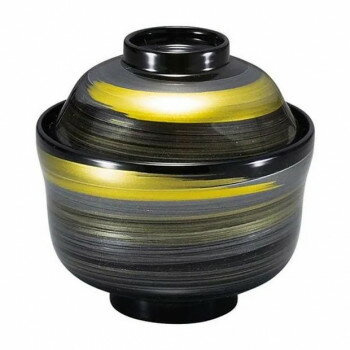 （食洗機対応）まゆ型吸物椀　黒一筆かすり(内黒)　33023370