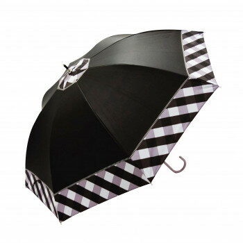 藤田屋 雨晴兼用婦人長傘 58cm バイアス切り継ぎ風 アッシュブラック UB-2462(FT)