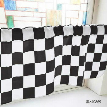 カフェカーテン ブロックチェック 1000×450mm　黒・40869