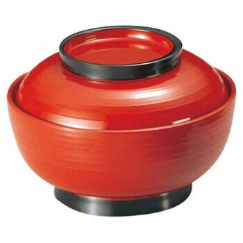 福井クラフト　TA5寸乱引三日月丼 朱ツバ黒 33601450