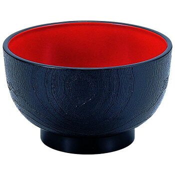 福井クラフト　5寸桐木目丼 黒内朱 45014490