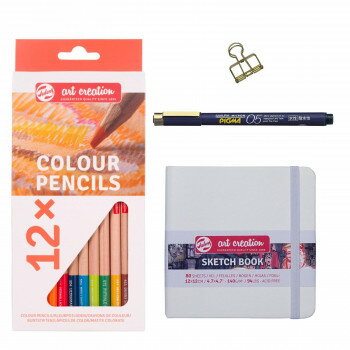 ターレンス アートクリエーションスケッチセット ホワイト12×12cm 色鉛筆12色セット 485650