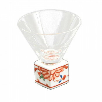 有田焼 福泉窯 有田浪漫グラス SAKE GLASS 正角 赤絵錦剣先万歴