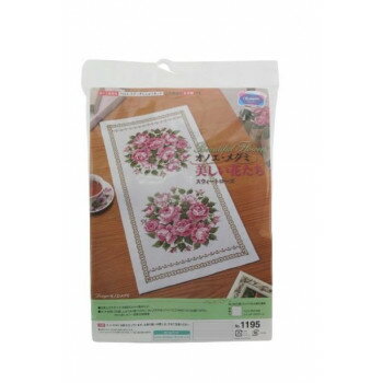 オリムパス　クロス・ステッチししゅうキット　美しい花たち　テーブルセンター　スウィートローズ　1195(白)