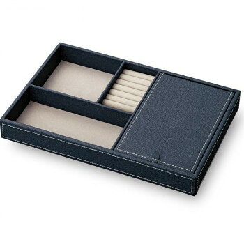 ユーパワー LEATHER STYLE マルチ レザートレー Lサイズ ミラー付 ネイビー MB-03513