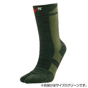 袜子 - ホシノ V2-MW202 メリノウール・タビ型 厚手・ミドル丈 S　ディープグリーン