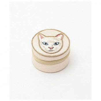 Other - 東京かんかん キャット刺繍ラウンドケース ホワイト M42-2712WH
