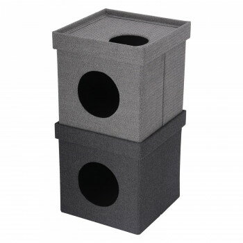 不二貿易　（C/D:53713） ペットハウスキューブ2段 GY/BK