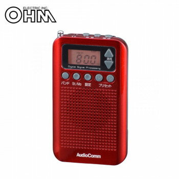 OHM AudioComm DSPポケットラジオ レッド RAD-P350N-R