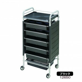 サロン用キャスター付きワゴン ロット台 7段 C-265　ブラック・12650