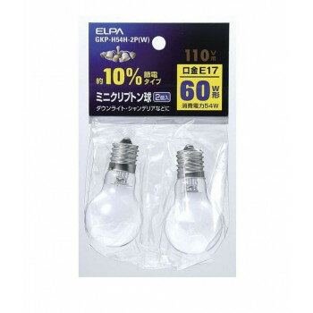 ELPA ミニクリプトン球 GKP-H54H-2P(W)