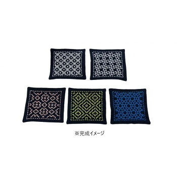 オリムパス 一目刺しキット コースター 図案プリント済 5枚1組 藍 SK-331