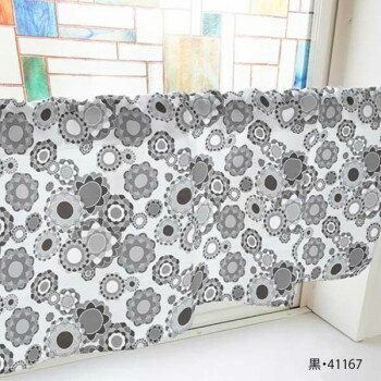 カフェカーテン レトロ花 1000×450mm　黒・41167