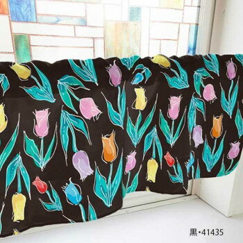 カフェカーテン チューリップ 1000×450mm　黒・41435