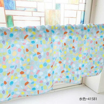 カフェカーテン タイル 1000×450mm　水色・41581