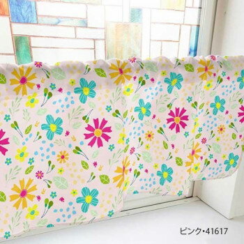 カフェカーテン 種 1000×450mm　ピンク・41617