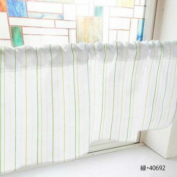 カフェカーテン ストライプ7 800×450mm　緑・40692