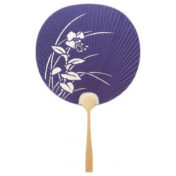 日本製(MADE IN JAPAN) 小型うちわ 蛍草 (紺) 2645