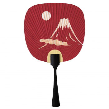 日本製(MADE IN JAPAN) 豆都うちわ 富士(赤) 3509