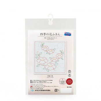 四季の花ふきん 刺し子花ふきんキット 雪輪の椿 SK-494