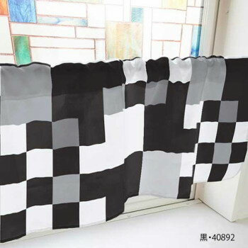カフェカーテン ランダムチェック 800×450mm　黒・40892