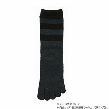 神戸生絲　紳士シルク5本指ソックス/ボーダー柄24-26cm 5290 ブラック