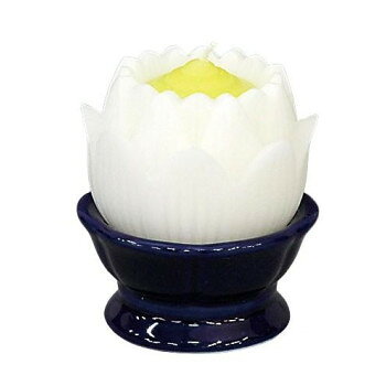Buddhist Altar Ritual Articles - ニホンローソク　蓮花 台付(白)