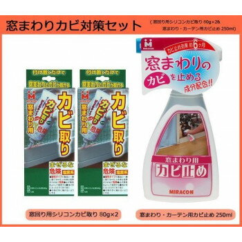 日本ミラコン産業 窓まわりカビ対策セット(窓回り用シリコンカビ取り80g×2＆窓まわり・カーテン用カビ止め250ml)