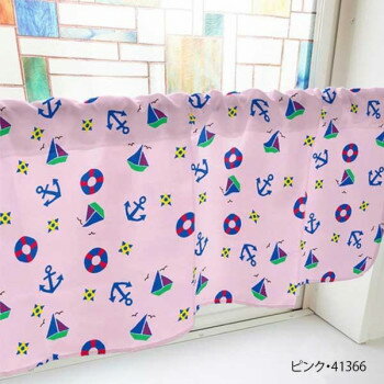 カフェカーテン 錨 800×450mm　ピンク・41366