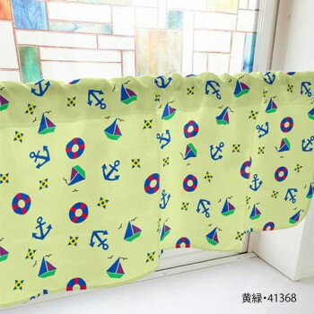 カフェカーテン 錨 800×450mm　黄緑・41368