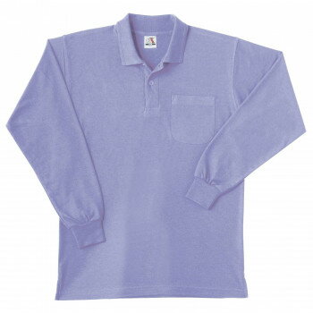 桑和 0020 長袖ポロシャツ(胸ポケット付き) Mサイズ パープル(63)