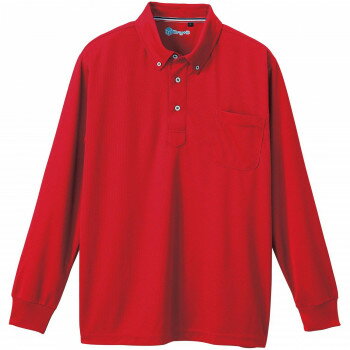 桑和 50394 長袖ボタンダウンポロシャツ(胸ポケット付き) 4Lサイズ レッド(43) SOWA