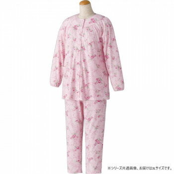 ケアファッション ワンタッチパジャマ(婦人) ピンク 3L 8926605