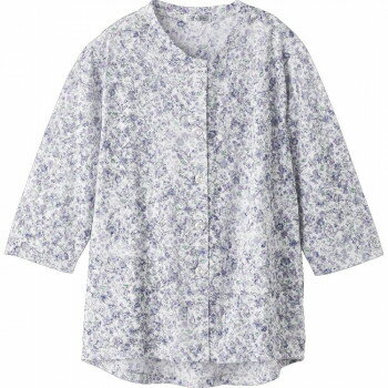 ケアファッション カット7分袖マグネット釦カーディガン(指先ストレッチ)(婦人) ブルー M〜L 82062621