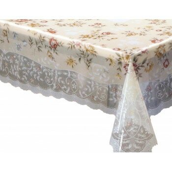 オルシア　テーブルクロス　MGプリントレースシリーズ　135cm×185cm　レッド