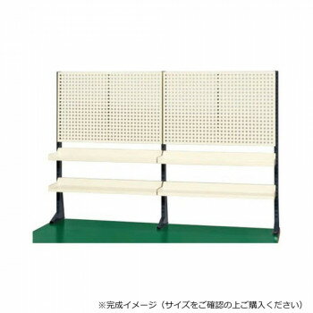サカエ ポール型架台 棚板・パンチングパネル付 1500×65×1010mm アイボリー KP-M150PT