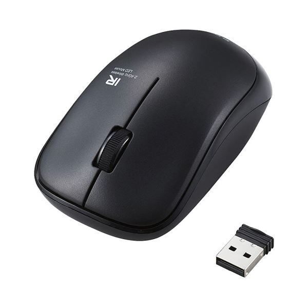 (まとめ)エレコム 抗菌省電力ワイヤレス静音IRマウス 3ボタン ブラック M-IR07DRSKBK 1個【×5セット】