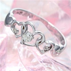 ハート透かし合計0.08ctダイヤリング 指輪 17号