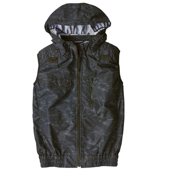 村上被服 HOOH ポリエステル製 フルハーネス対応冷感フードベスト V5559 カモフラブラック サイズ：3L ..